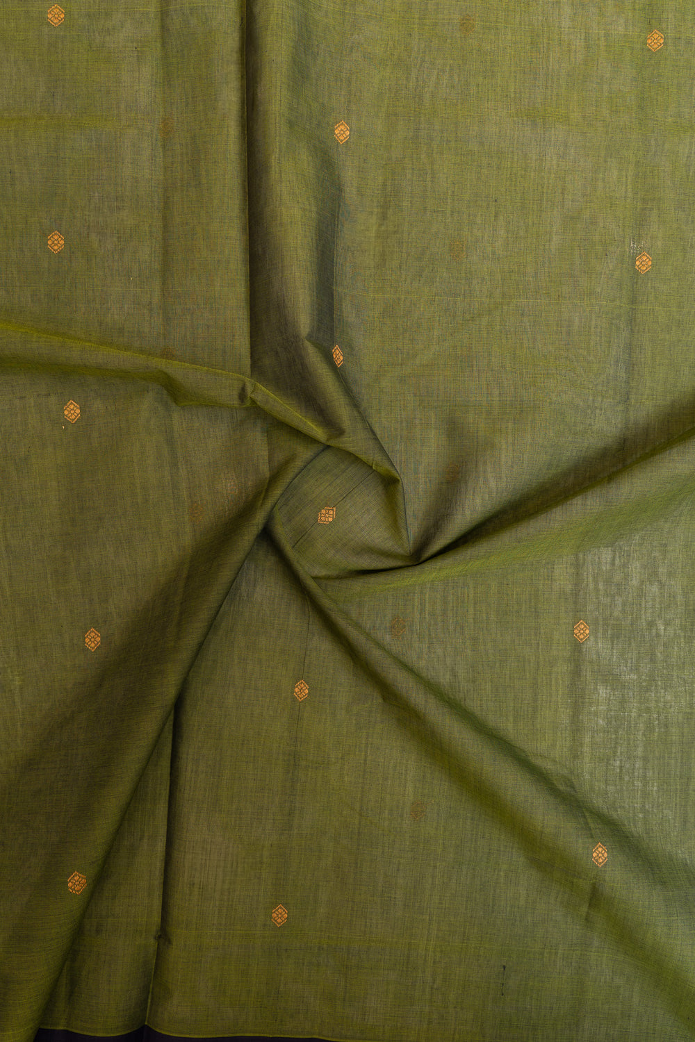 Mehendi green threadwork pure handloom cotton saree