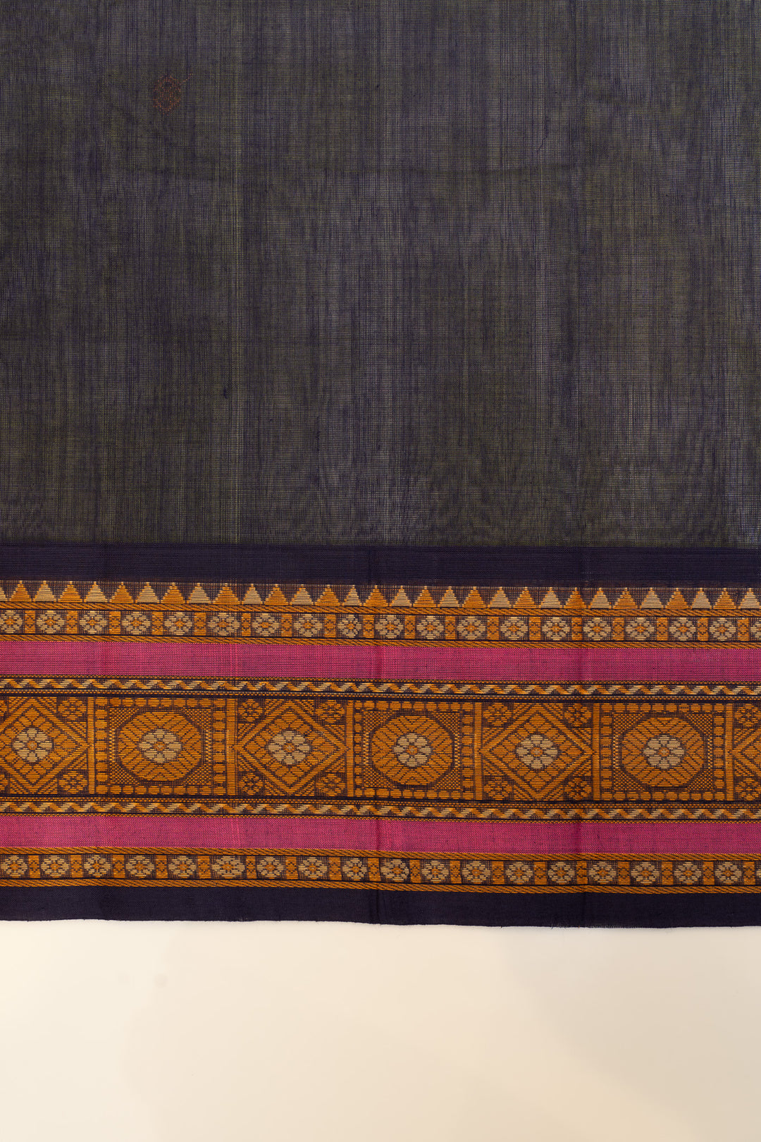 Mehendi green threadwork pure handloom cotton saree