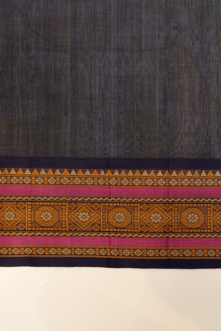 Mehendi green threadwork pure handloom cotton saree
