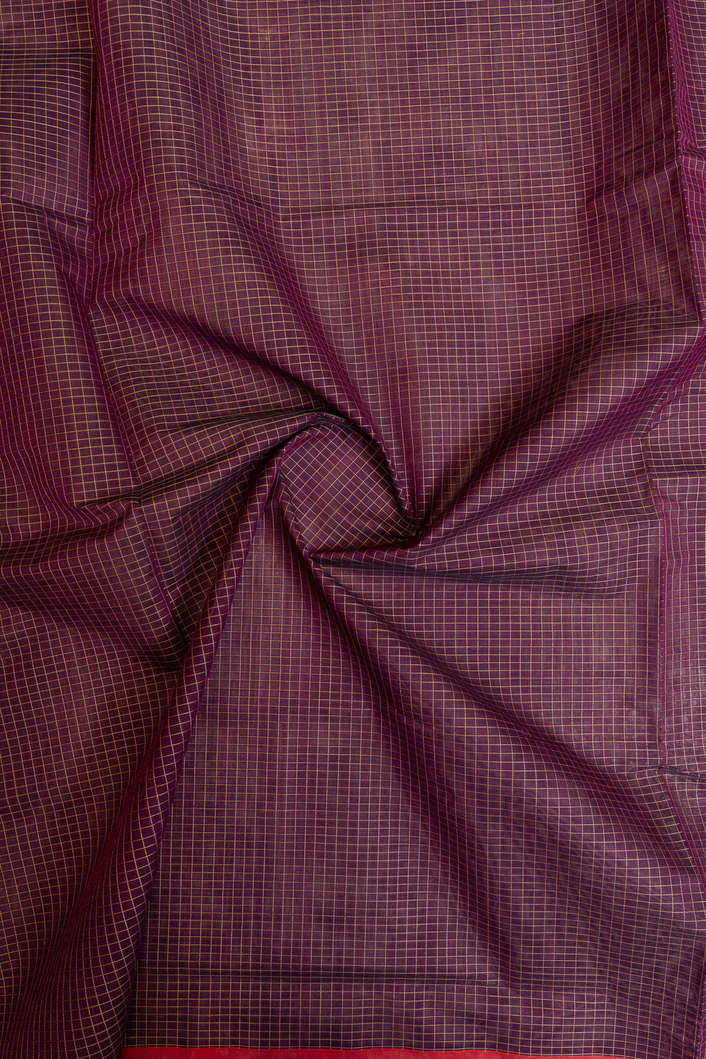 Purple checks pure handloom cotton saree
