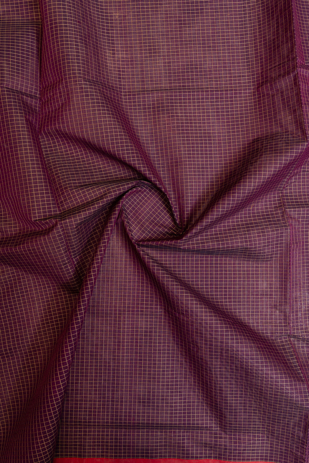 Purple checks pure handloom cotton saree
