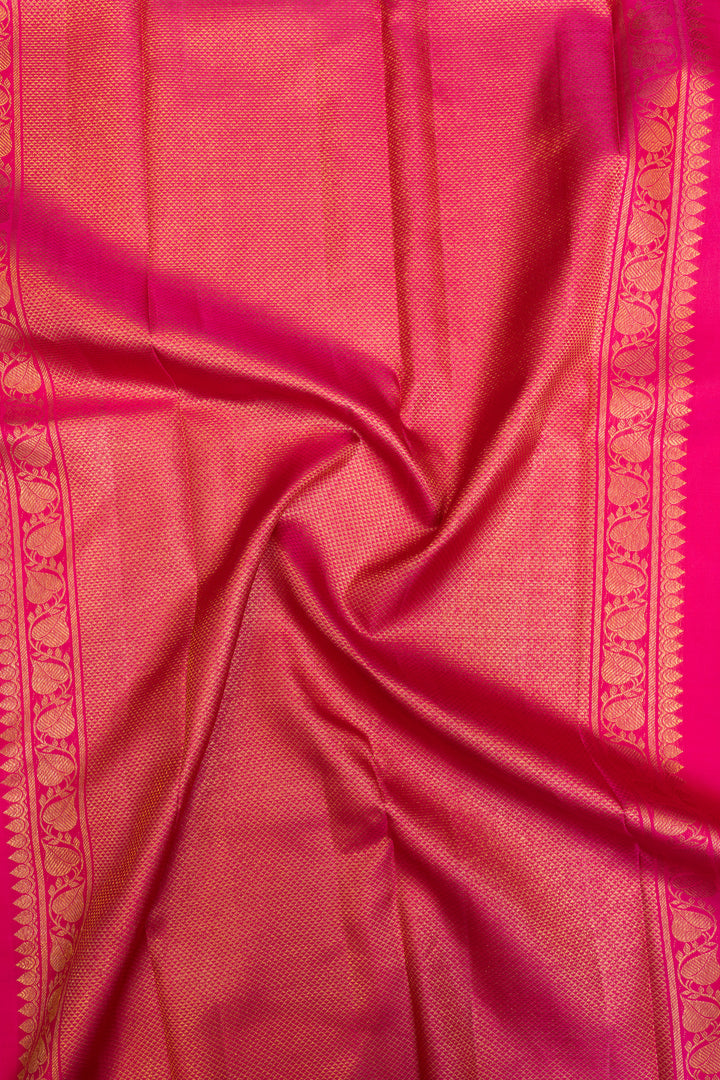 Bluish purple checks pure Kanchipuram silk saree
