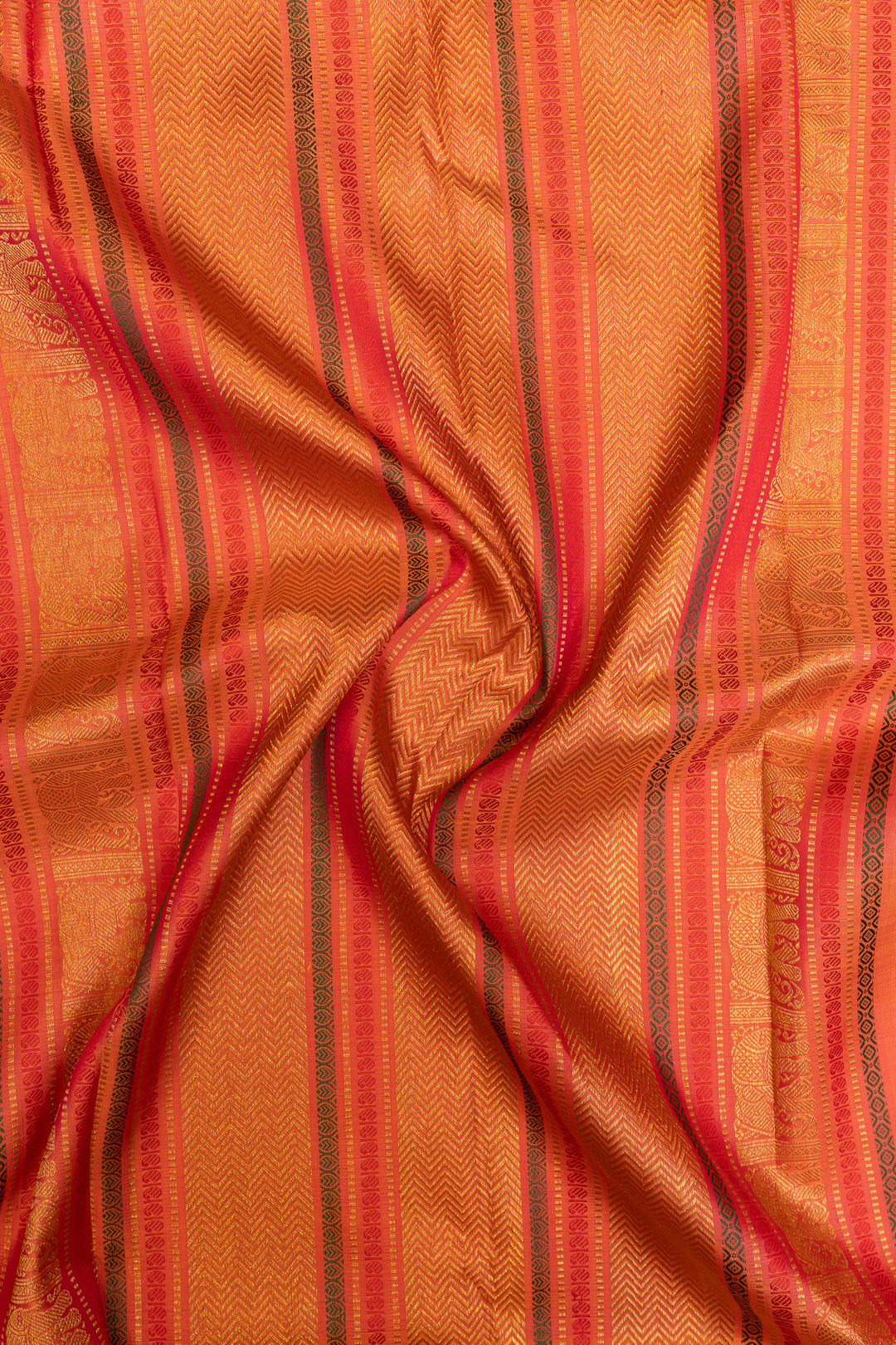Violet and peach Varisaipettu pure Kanchipuram silk saree