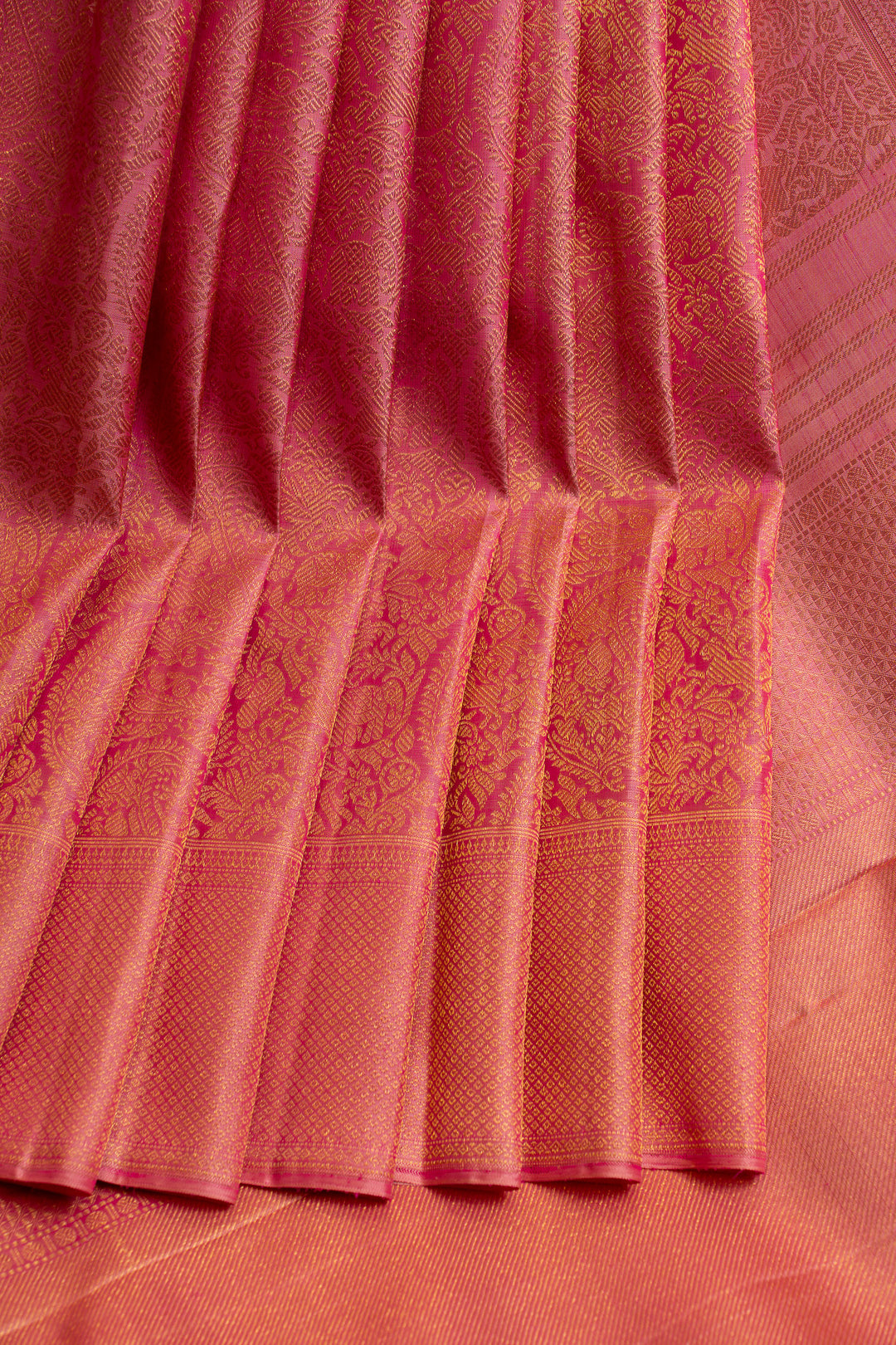 Pink paisley vanasingaram pure brocade Kanchipuram silk saree