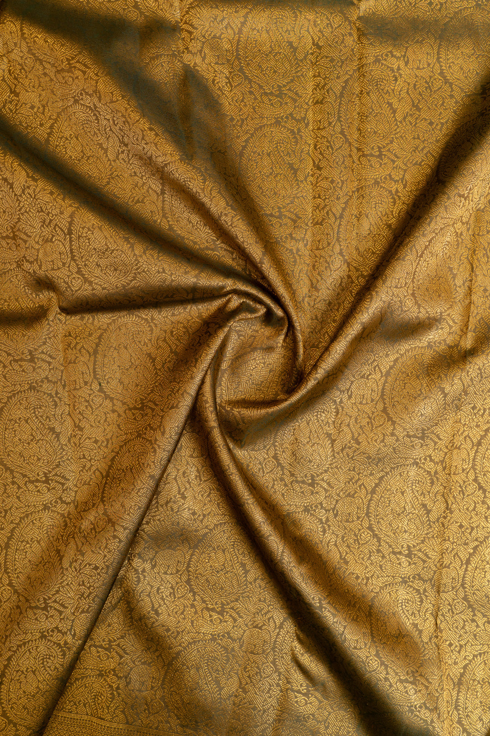 Olive green paisley vanasingaram brocade pure Kanchipuram silk saree