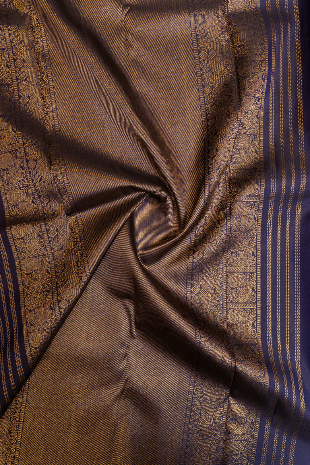 Dark blue yazhi brocade pure Kanchipuram silk saree
