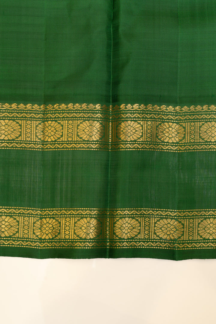 Green multi checks rettai pettu pure Kanchipuram silk saree