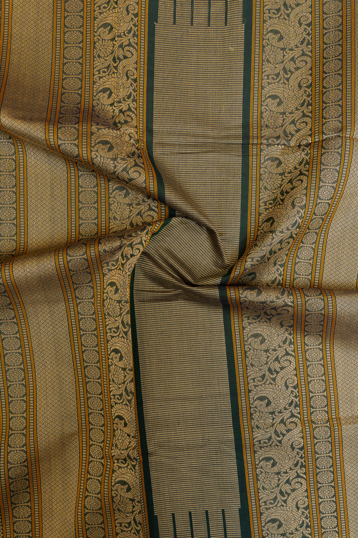 Green and maroon thread checks pure handloom cotton saree