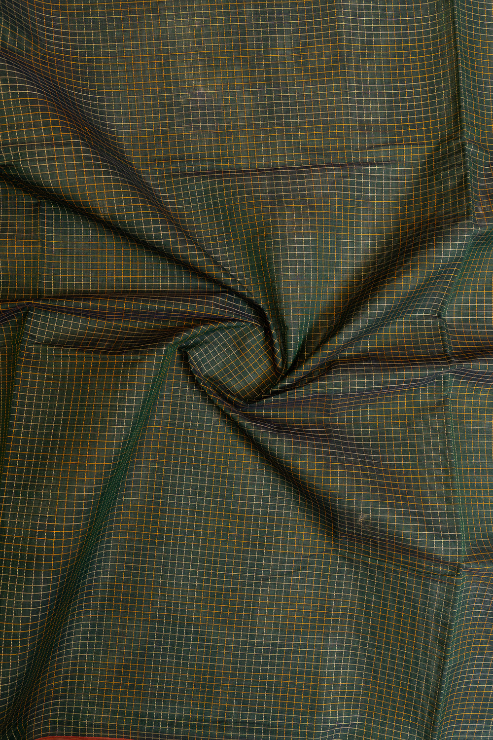 Green and maroon thread checks pure handloom cotton saree