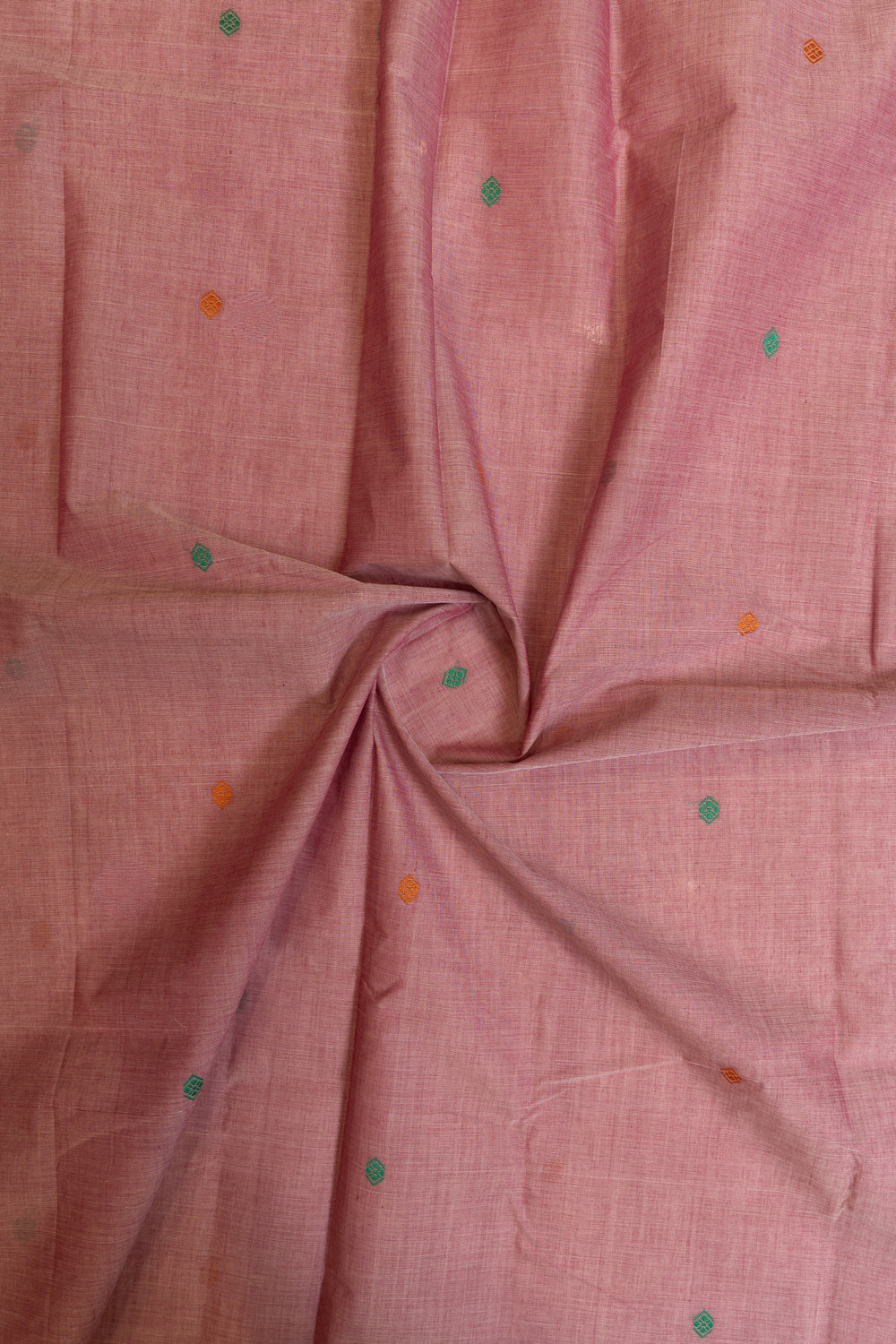 Lotus pink and red threadwork pure handloom cotton saree