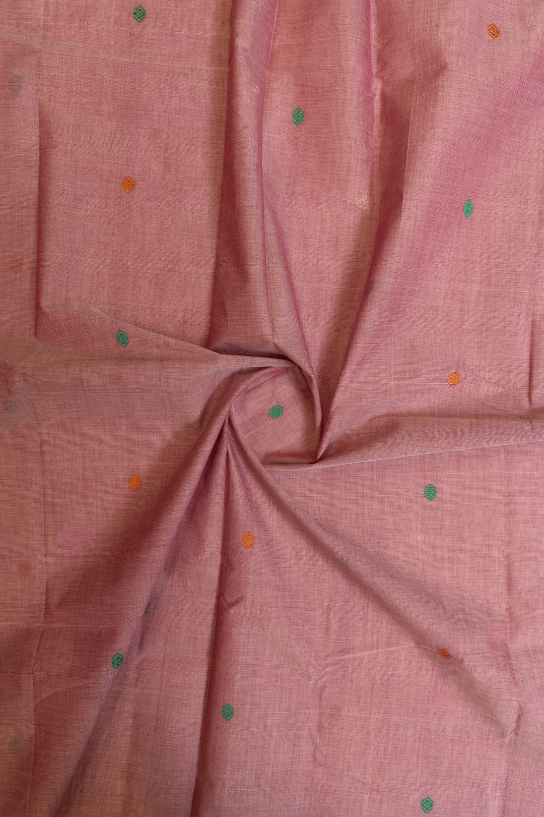 Lotus pink and red threadwork pure handloom cotton saree