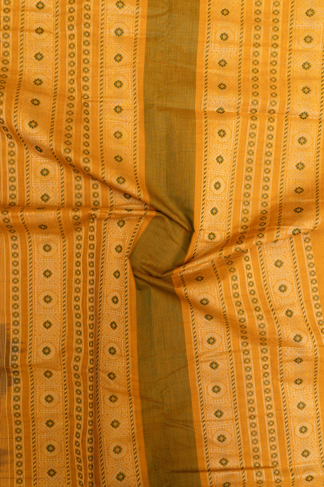 Black and mustard threadwork pure handloom cotton saree