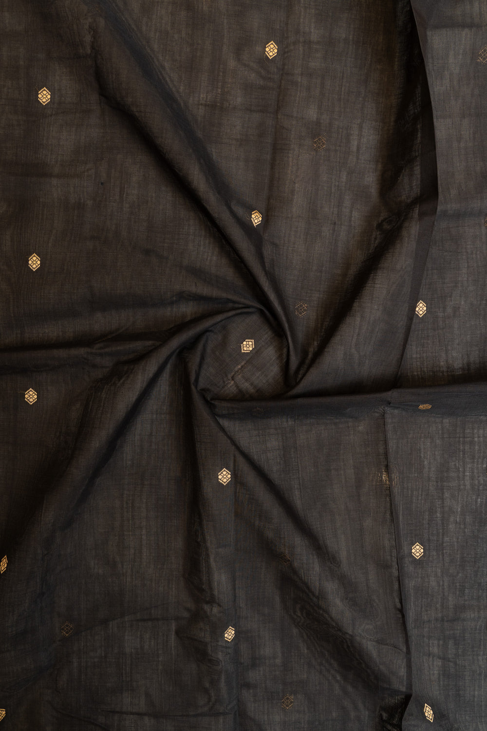 Black and mustard threadwork pure handloom cotton saree