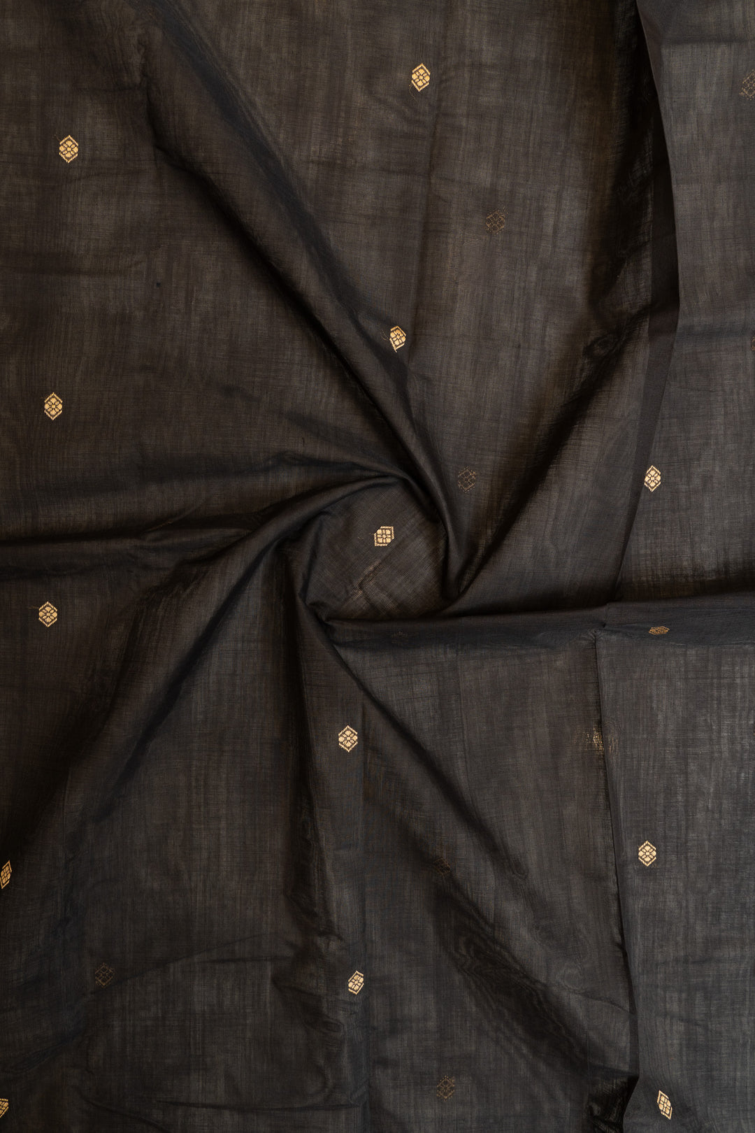 Black and mustard threadwork pure handloom cotton saree