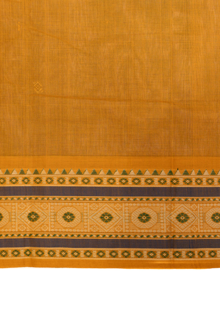 Black and mustard threadwork pure handloom cotton saree