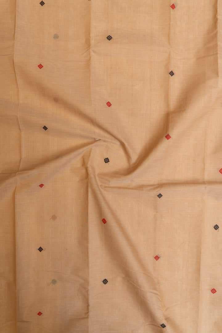 Beige threadwork pure handloom cotton saree