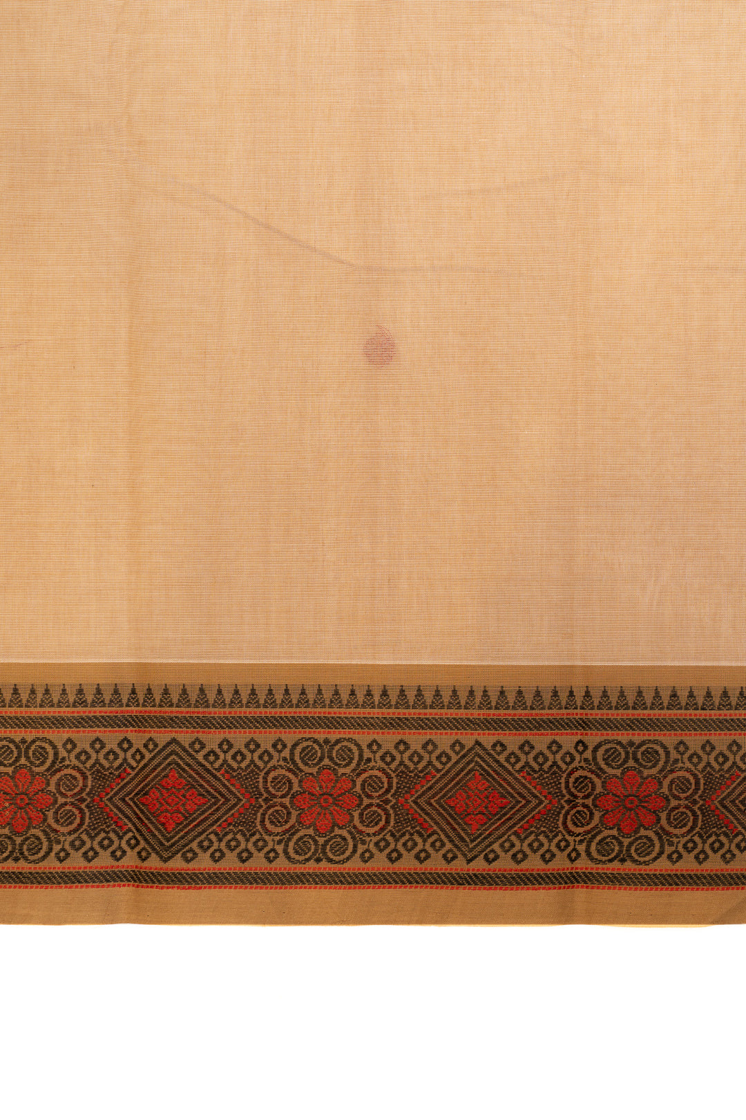Beige threadwork pure handloom cotton saree
