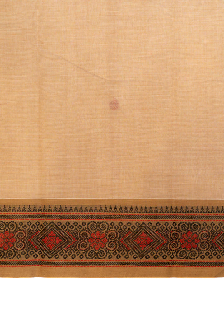 Beige threadwork pure handloom cotton saree