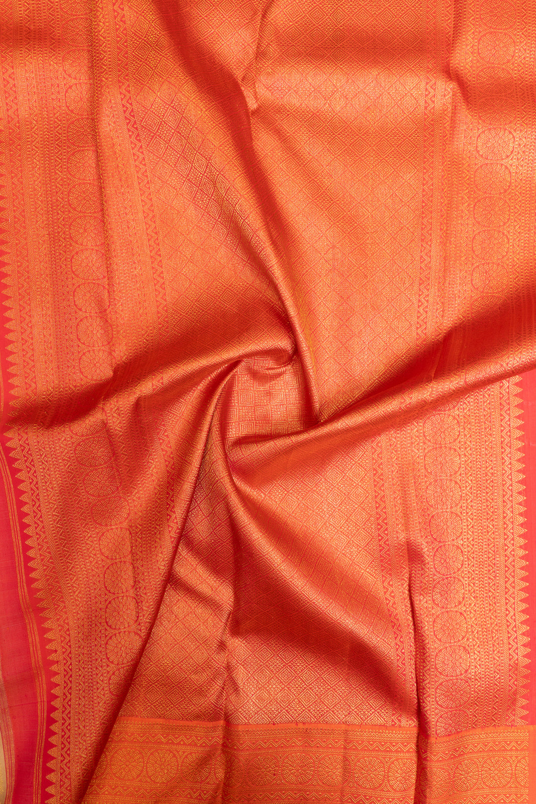 Beige and red pure Kora kanjivaram silk saree