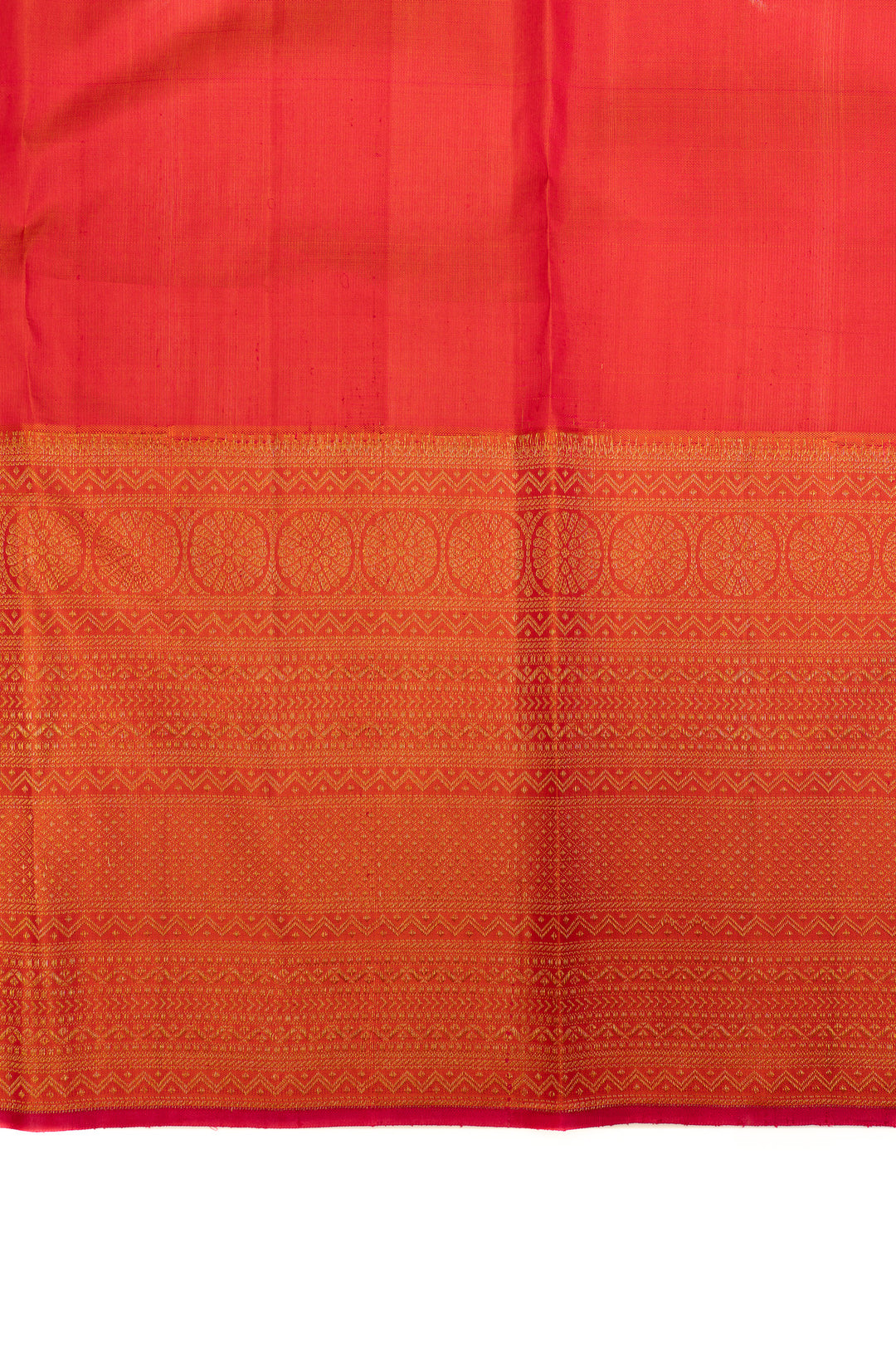 Beige and red pure Kora kanjivaram silk saree