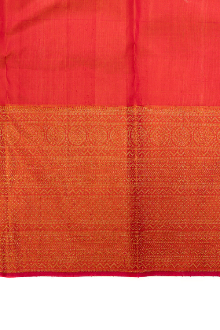Beige and red pure Kora kanjivaram silk saree