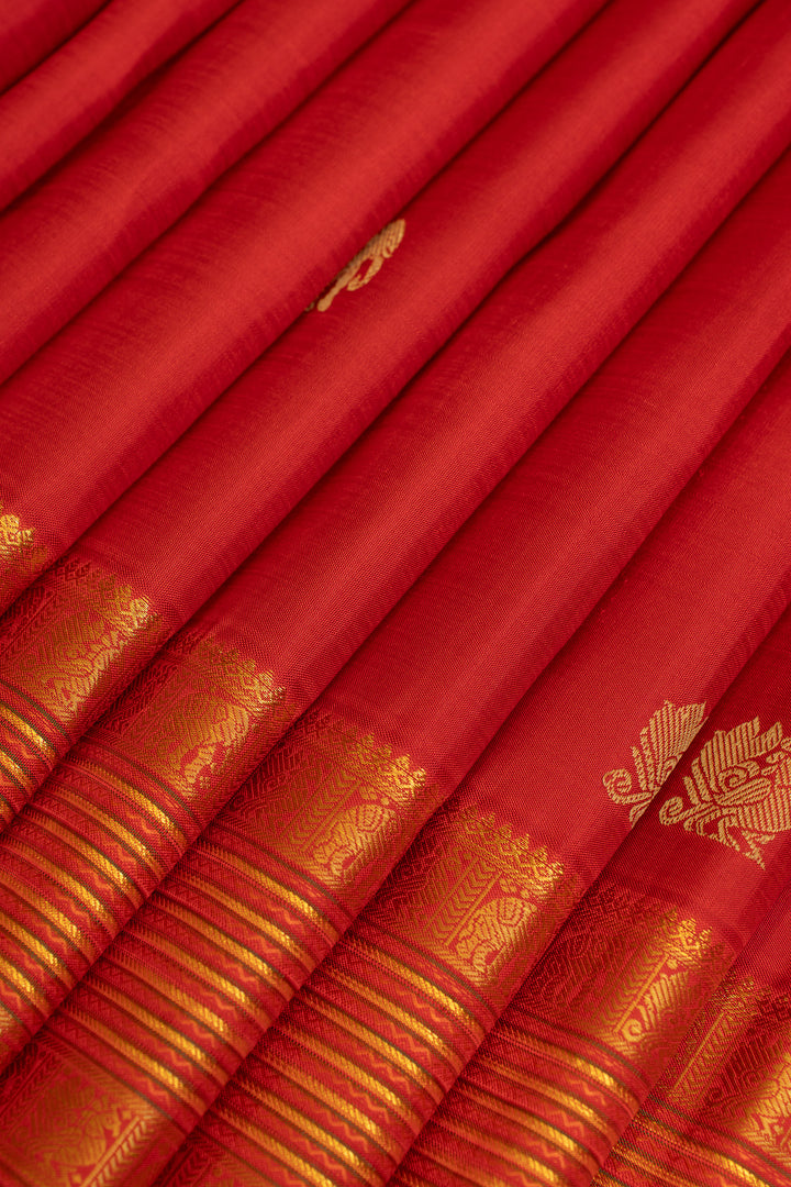 Red traditional pure kanchipuram silk saree