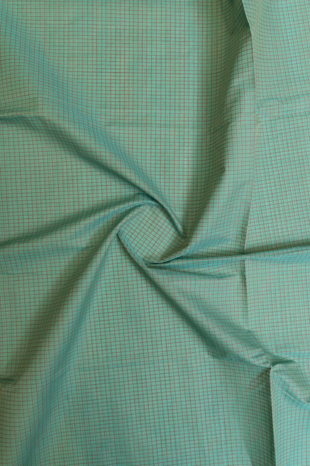 Teal and mustard thread checks pure handloom cotton saree