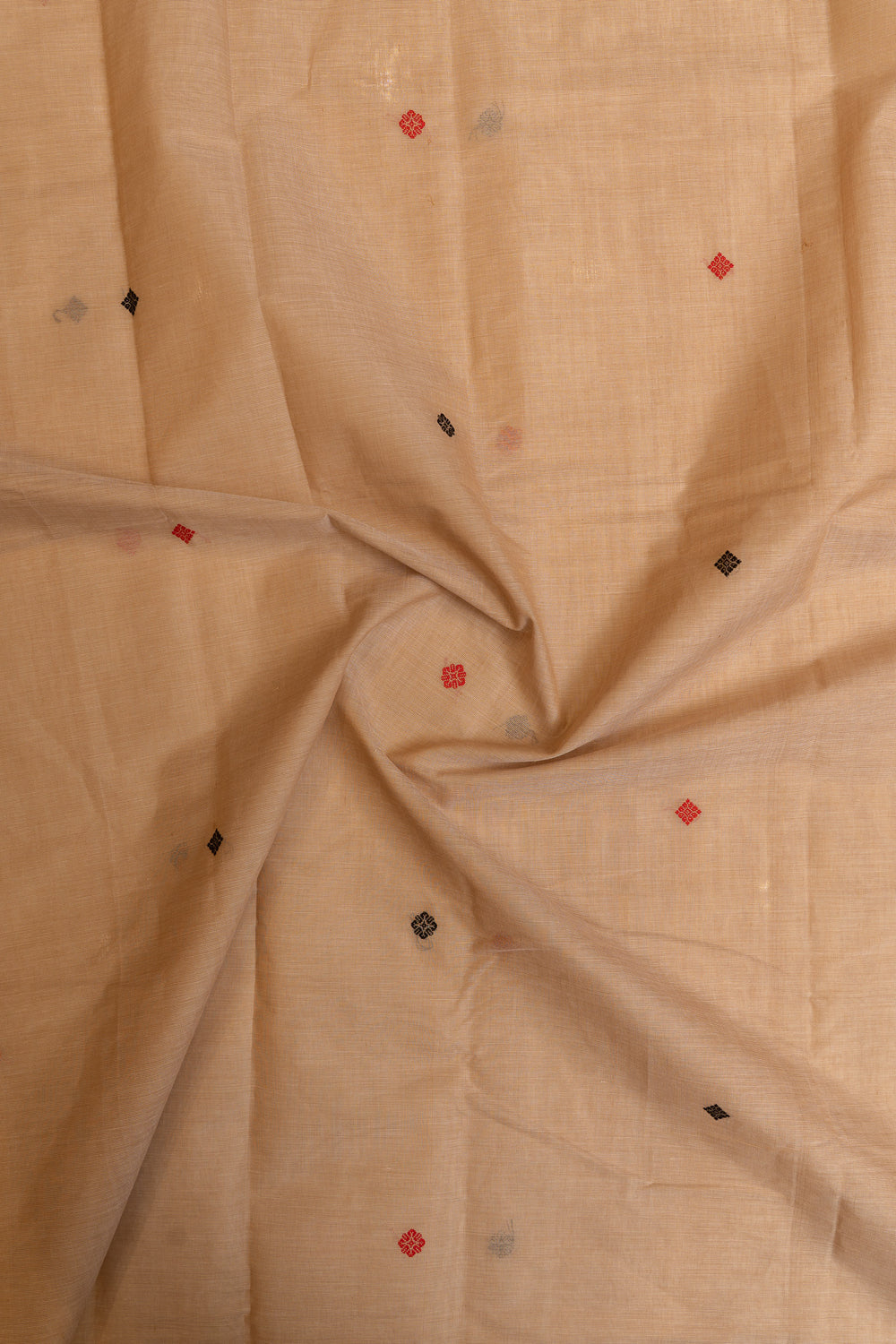 Beige threadwork  pure handloom cotton saree