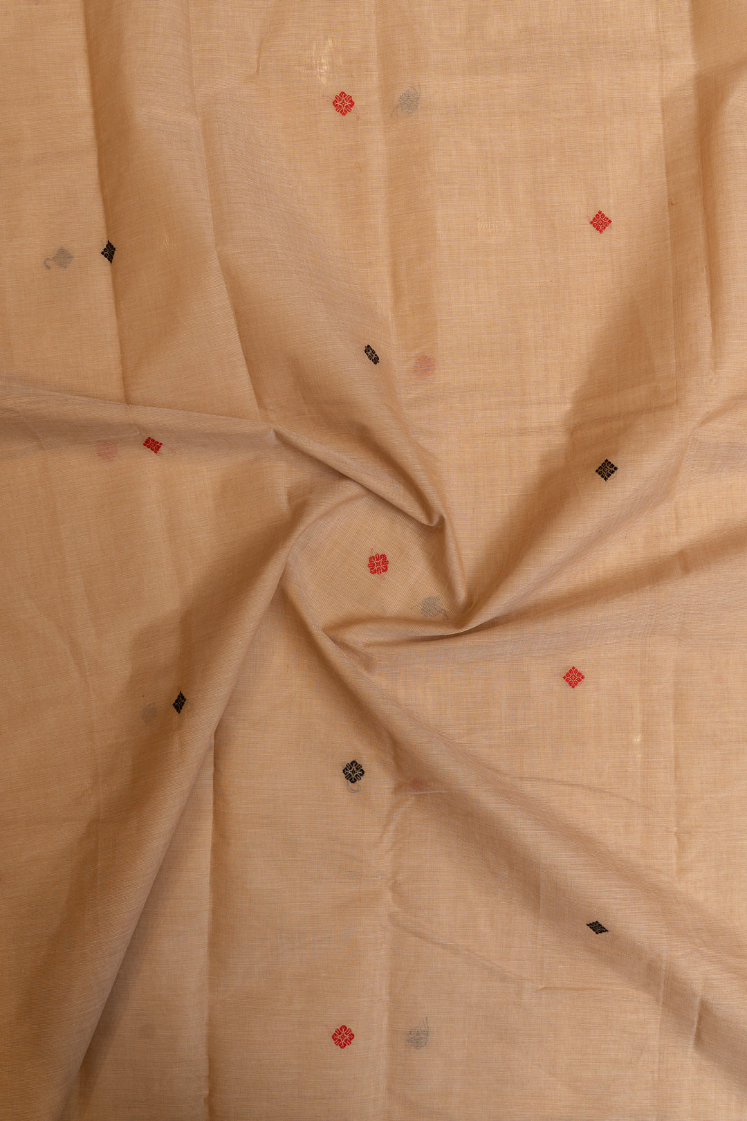 Beige threadwork  pure handloom cotton saree