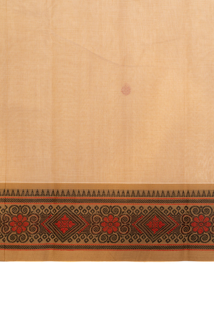 Beige threadwork  pure handloom cotton saree