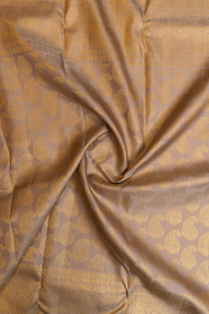 Celadon gold paisley pure zari Kanchipuram silk saree