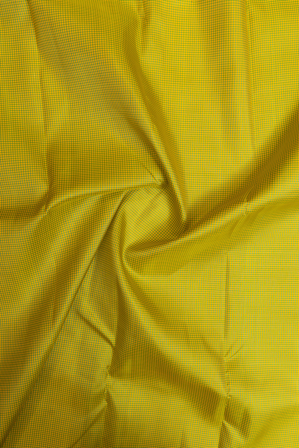 Lime green checks pure Kanchipuram silk saree
