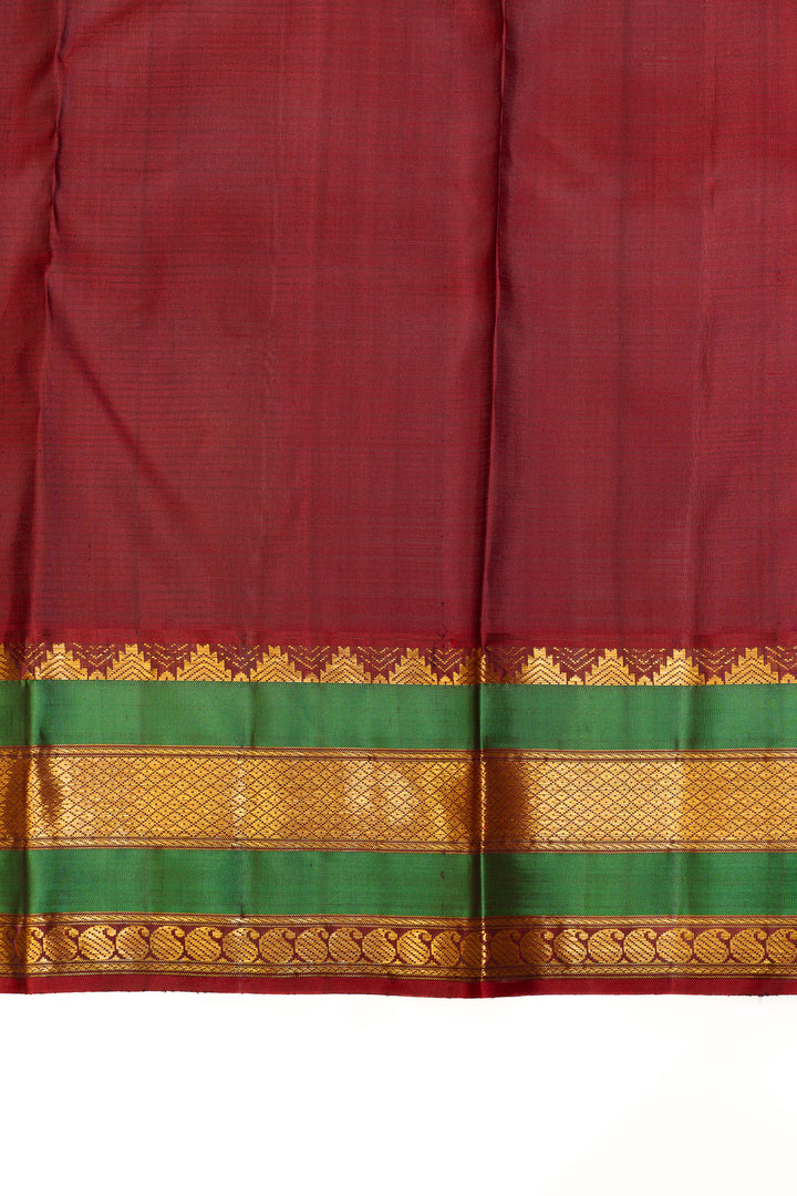 Lime green checks pure Kanchipuram silk saree