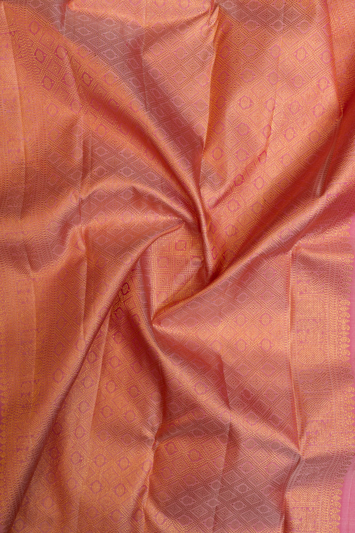 Peach linen Kanchipuram  pure silk saree
