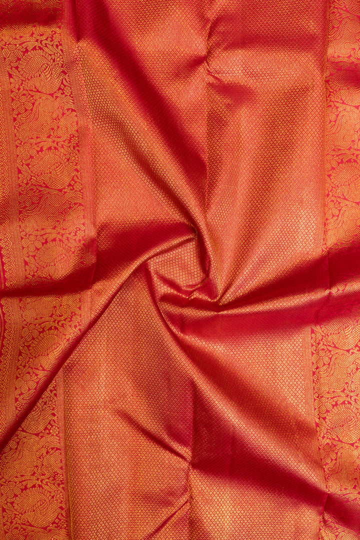 Parrot green traditional pure Kanchipuram silk saree