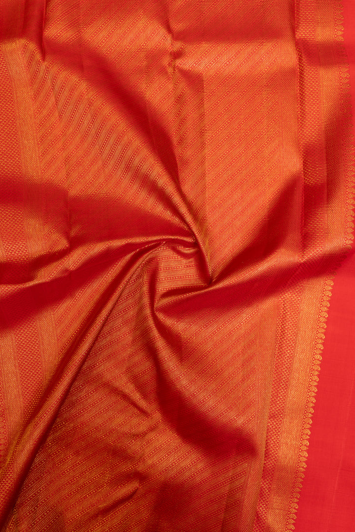 Red zari checks pure Kanchipuram silk saree
