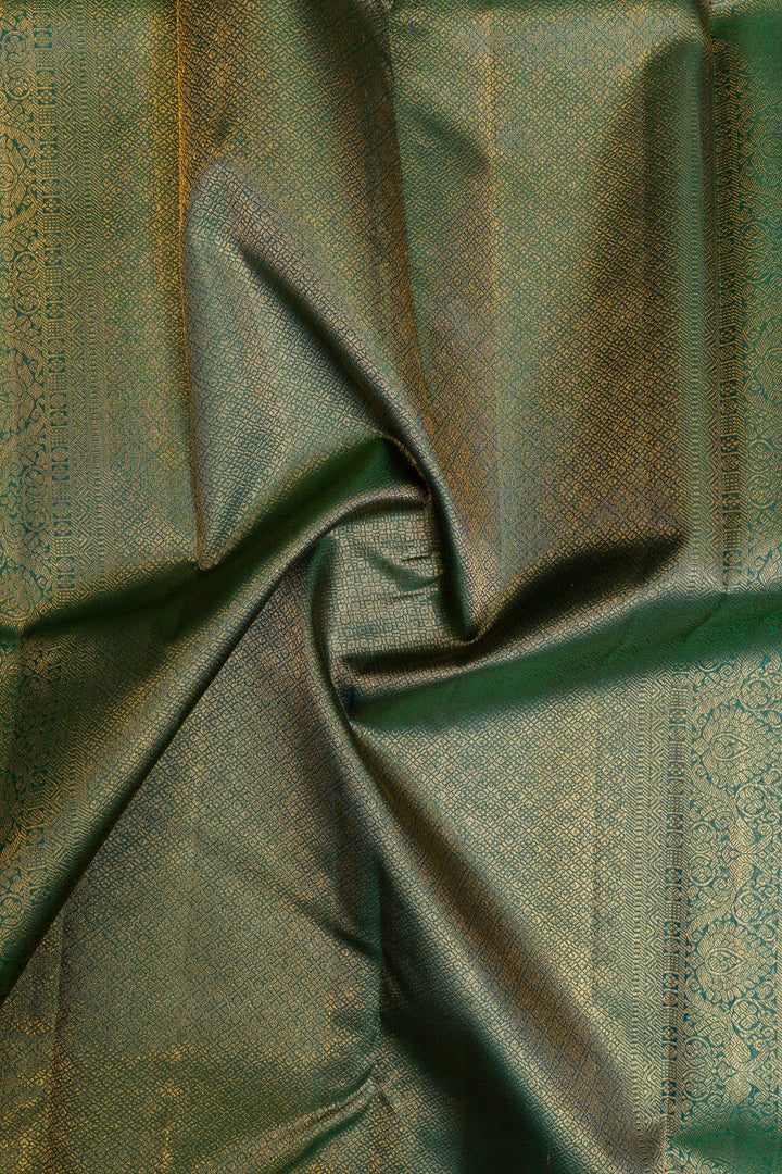 Turquoise blue traditional pure Kanchipuram silk saree
