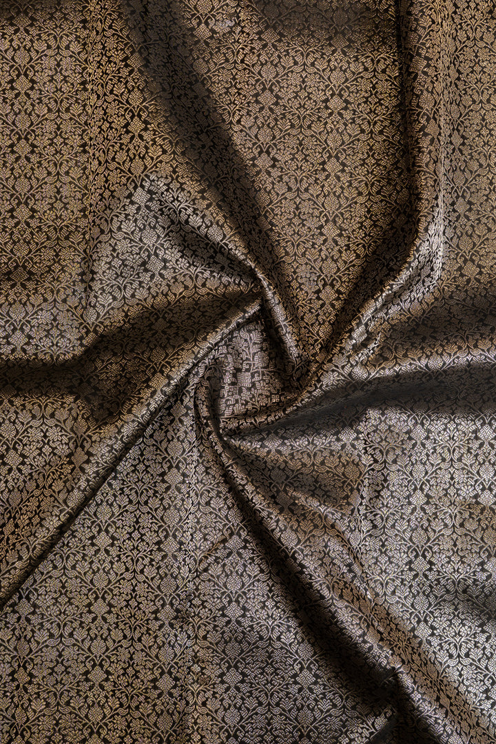 Black and silver brocade pure Kanchipuram silk saree