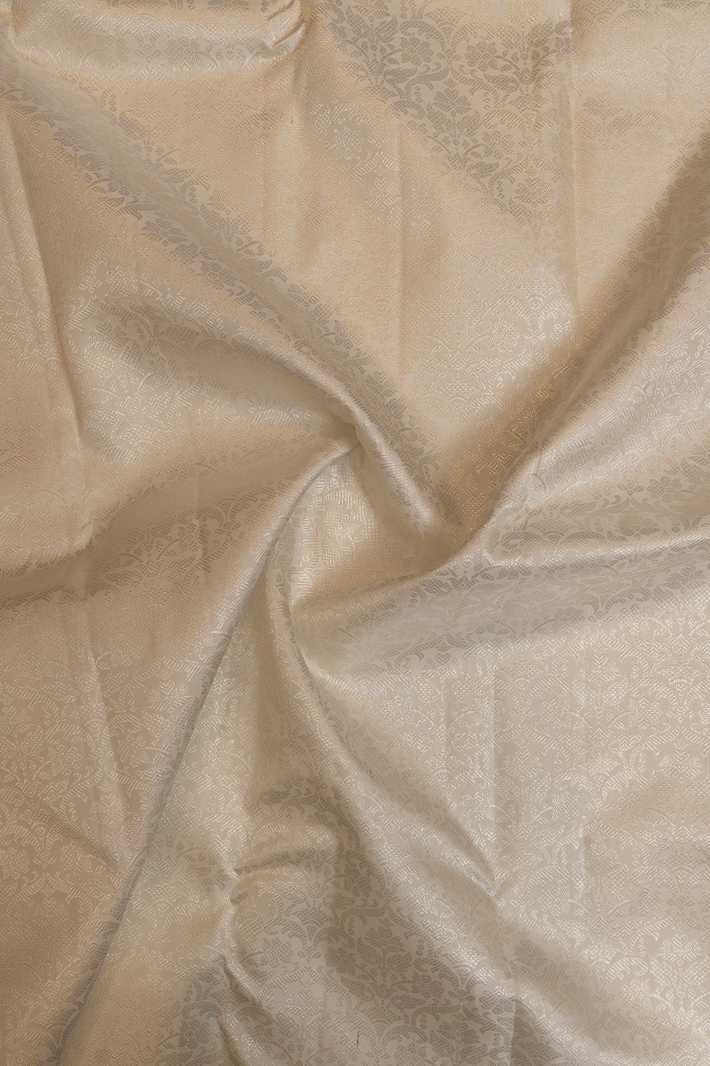 Pearl white and gold brocade pure Kanchipuram silk saree