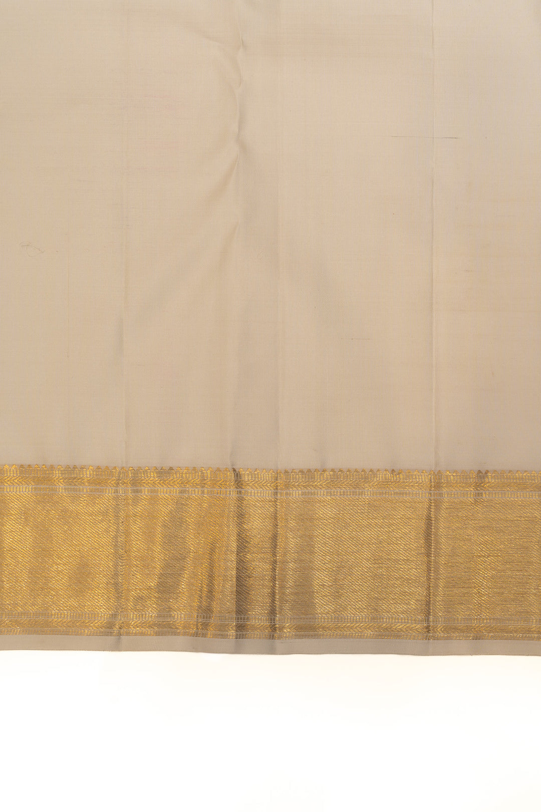 Pearl white and gold brocade pure Kanchipuram silk saree