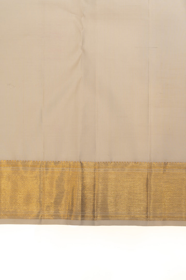 Pearl white and gold brocade pure Kanchipuram silk saree