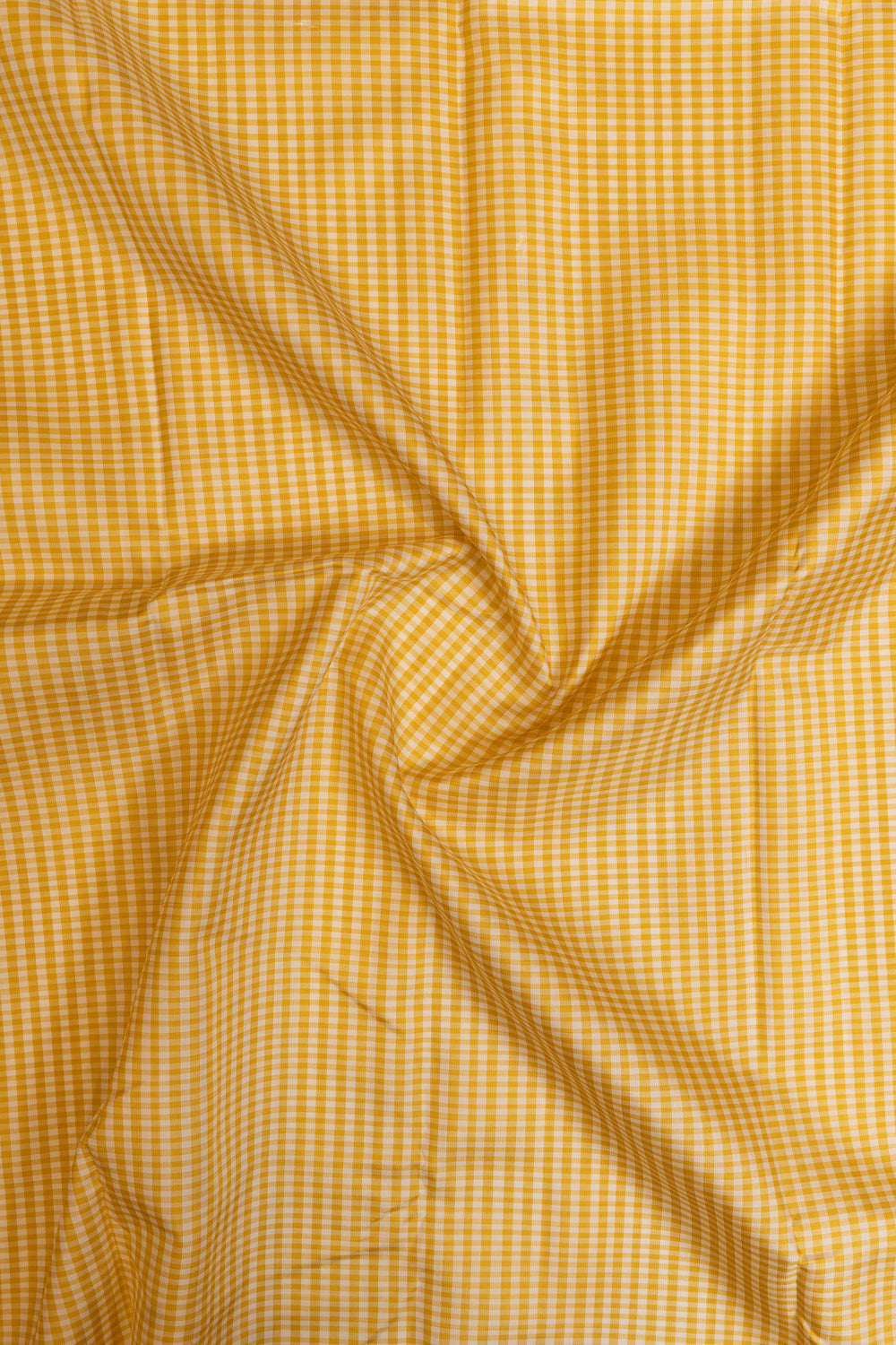 Beige and orange checks pure Kanchipuram silk saree