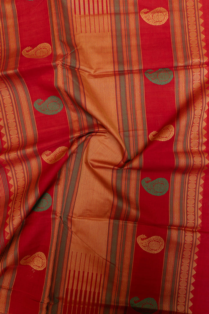Mustard threadwork pure handloom cotton  saree