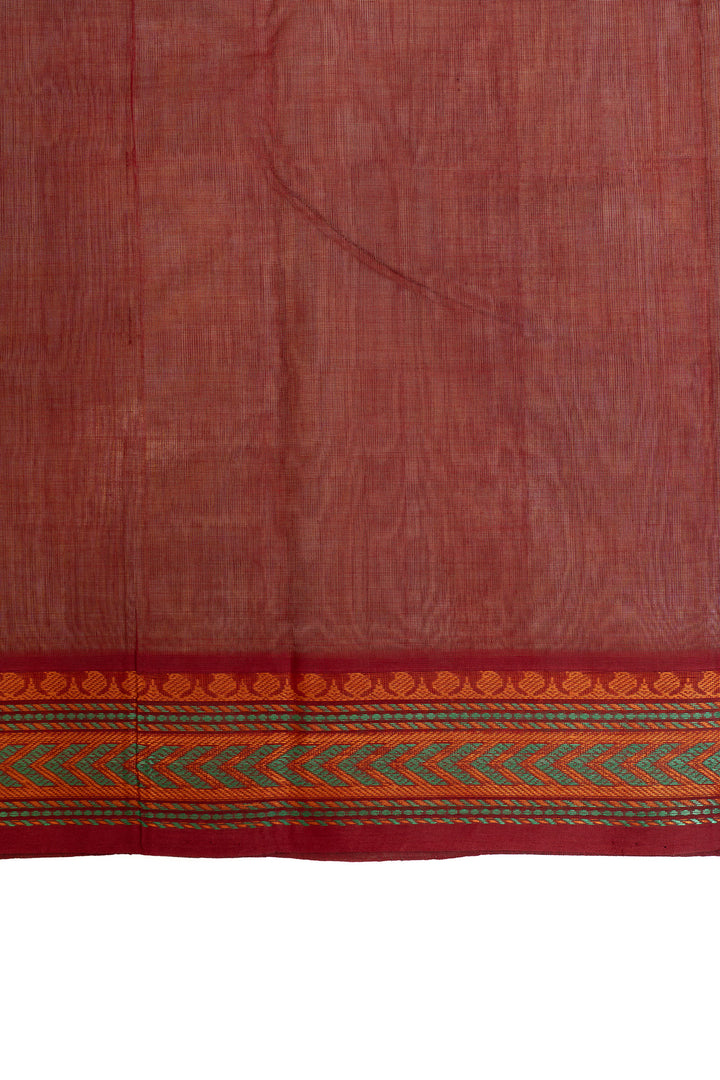 Grey and maroon threadwork pure handloom cotton saree