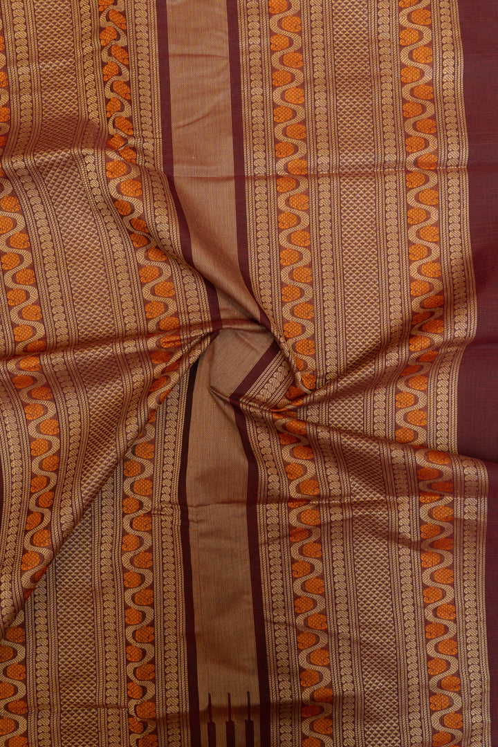 Maroon threadwork pure handloom cotton saree