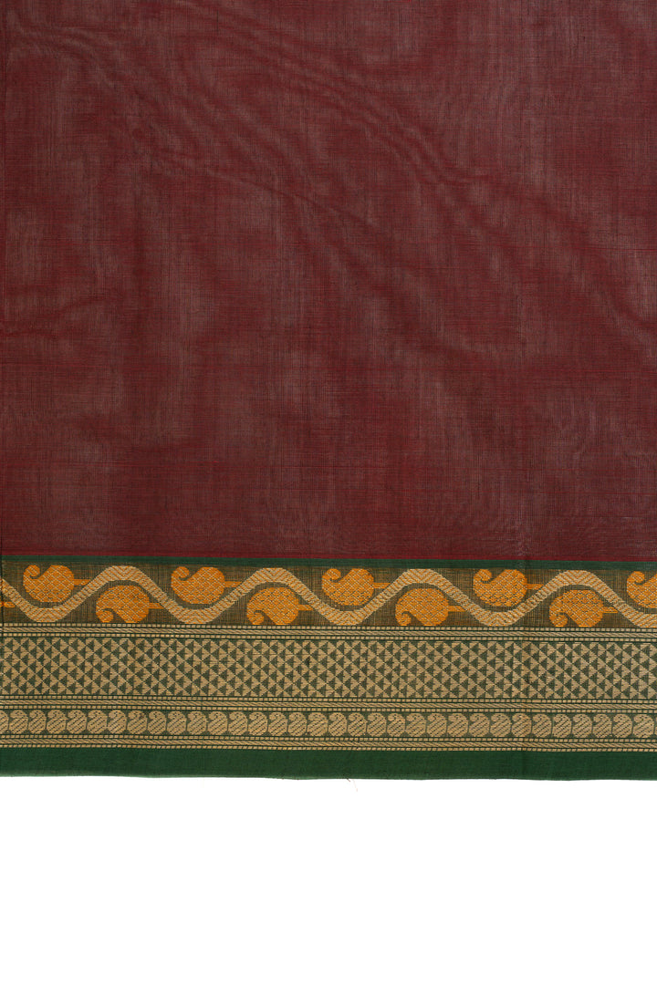 Maroon threadwork pure handloom cotton saree