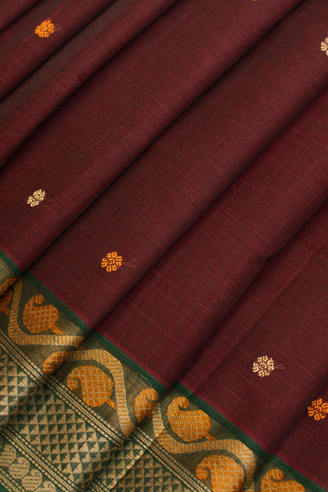 Maroon threadwork pure handloom cotton saree