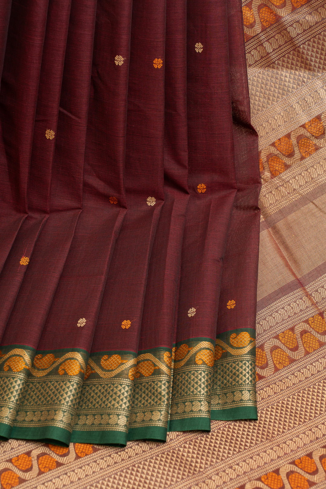 Maroon threadwork pure handloom cotton saree
