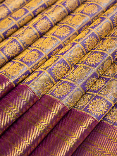 Purple and Magenta Pure Brocade Kanjivaram Silk Saree