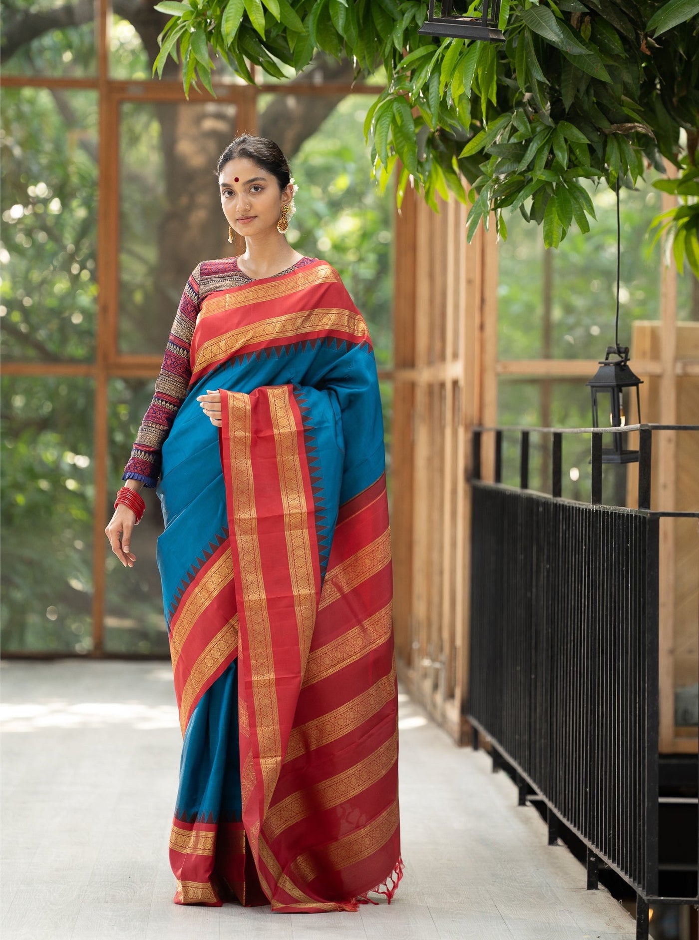 Blue multithread Banaras Designer blouse 